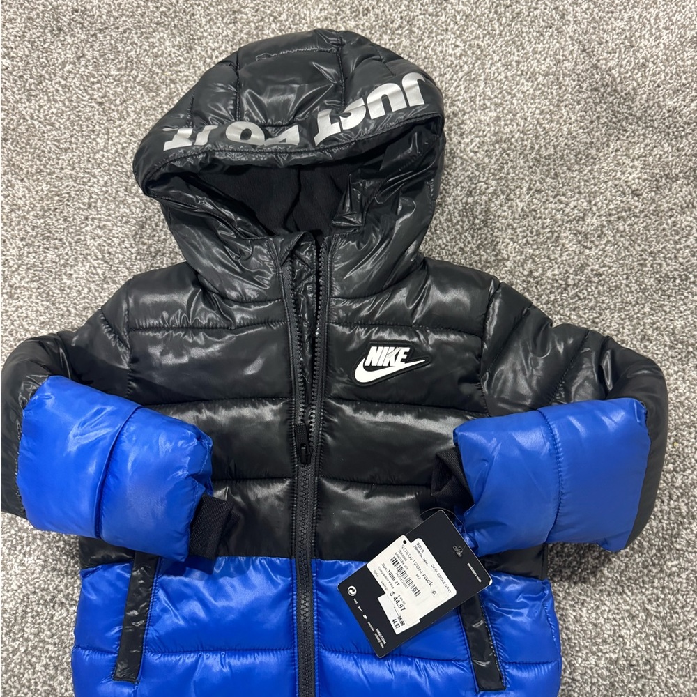 Nike Black and Blue Quilted Jacket